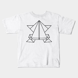 Black Origami Frog Kids T-Shirt